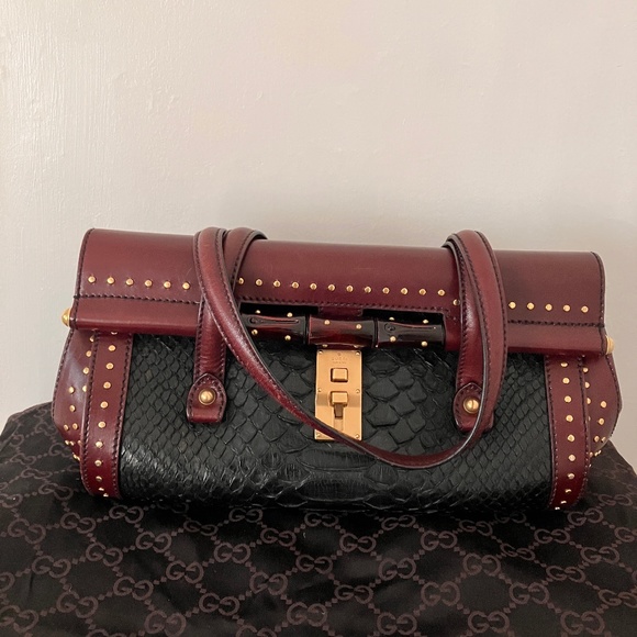 Vintage Gucci burgundy Python Bullet bag - Picture 1 of 11